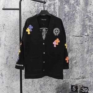 Chrome Hearts Black Cardigan with Colorful Crosses